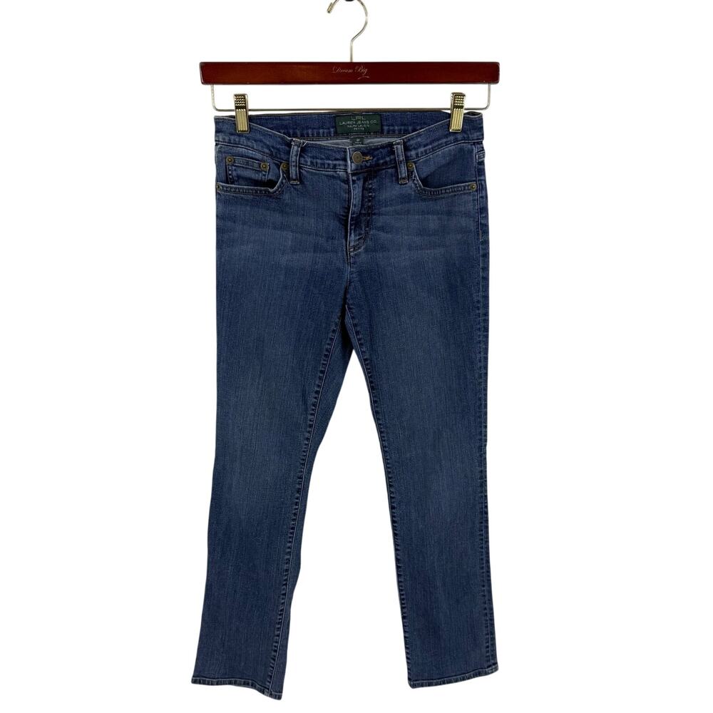 LRL Ralph Lauren Jeans Size 4 Petite Blue Denim Stretch Straight Leg